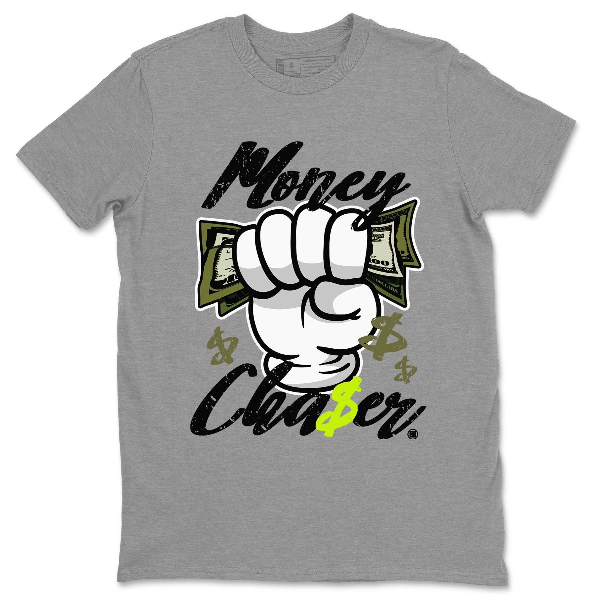 Jordan 1 Low x Travis Scott Golf Olive shirt to match jordans Money Chaser sneaker tees Air Jordan 1 Travis Scott Olive SNRT Sneaker Release Tees Unisex Heather Grey 2 T-Shirt