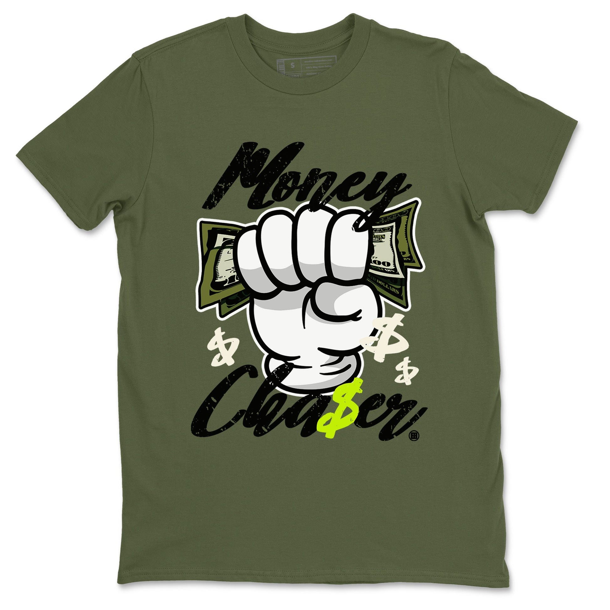 Jordan 1 Low x Travis Scott Golf Olive shirt to match jordans Money Chaser sneaker tees Air Jordan 1 Travis Scott Olive SNRT Sneaker Release Tees Unisex Military Green 2 T-Shirt