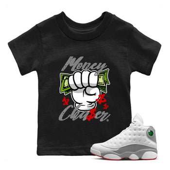 Air Jordan 13 Wolf Grey Sneaker Match Tees Money Chaser Sneaker Tees 13 Wolf Grey Sneaker Release Tees Kids Shirts Black 1