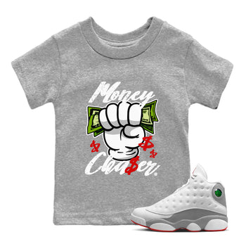Air Jordan 13 Wolf Grey Sneaker Match Tees Money Chaser Sneaker Tees 13 Wolf Grey Sneaker Release Tees Kids Shirts Heather Grey 1