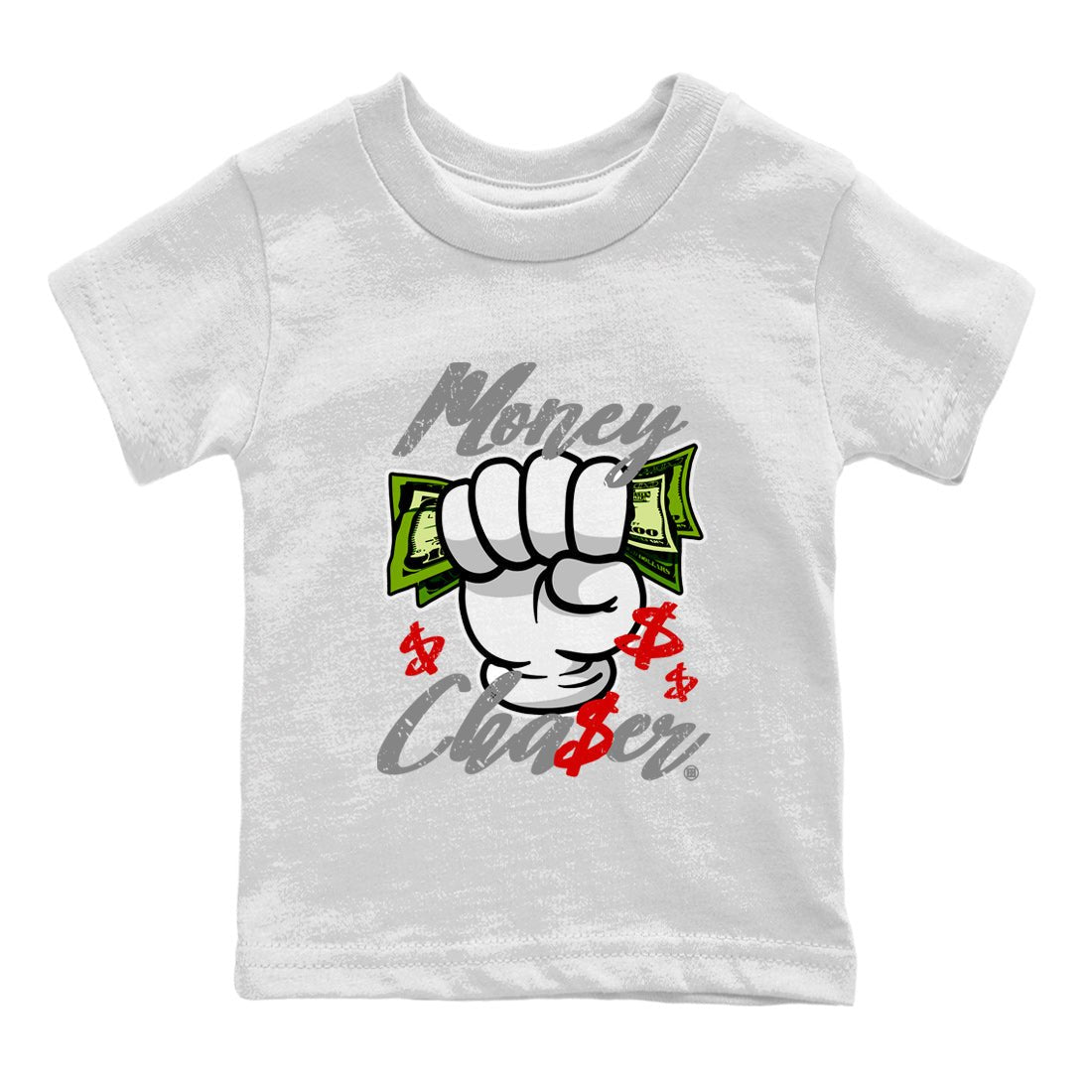 Air Jordan 13 Wolf Grey Sneaker Match Tees Money Chaser Sneaker Tees 13 Wolf Grey Sneaker Release Tees Kids Shirts White 2