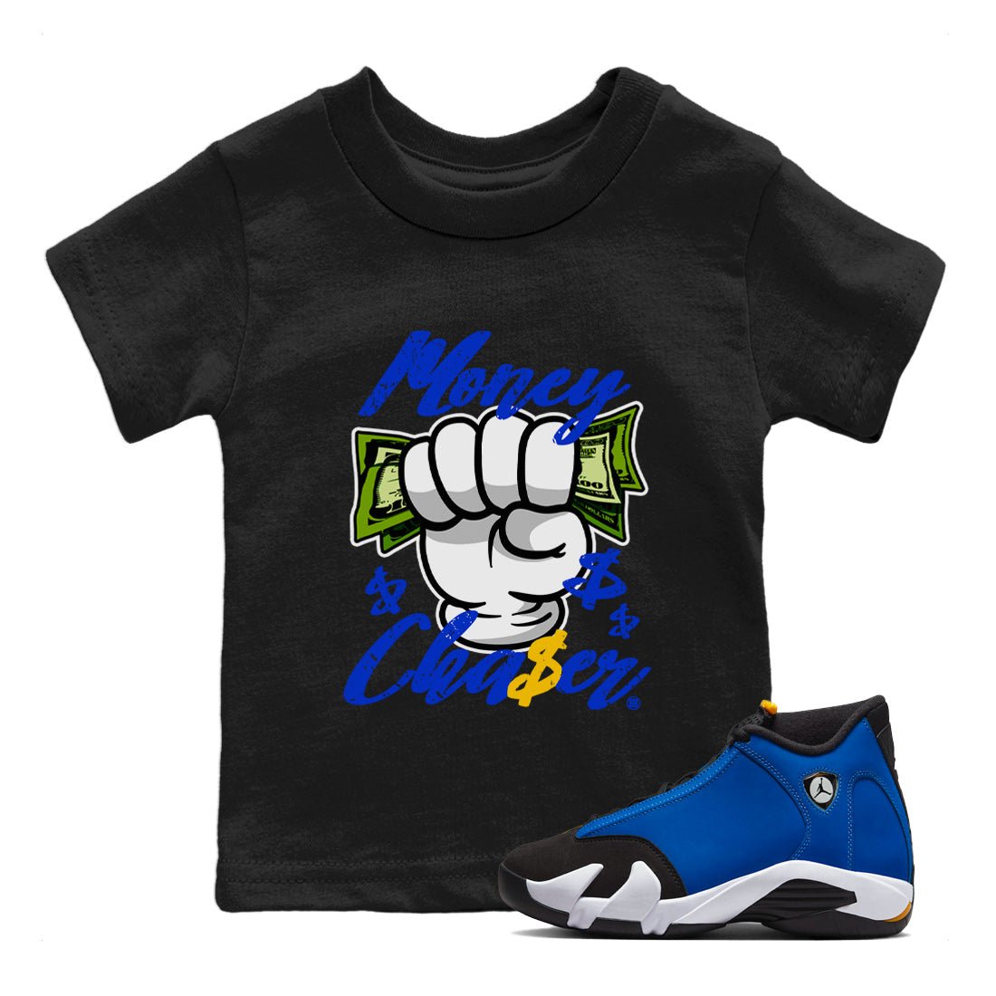 14 Laney Sneaker Match Tees Money Chaser Sneaker Tees Air Jordan 14 Laney Sneaker Release Tees Kids Shirts Black 1