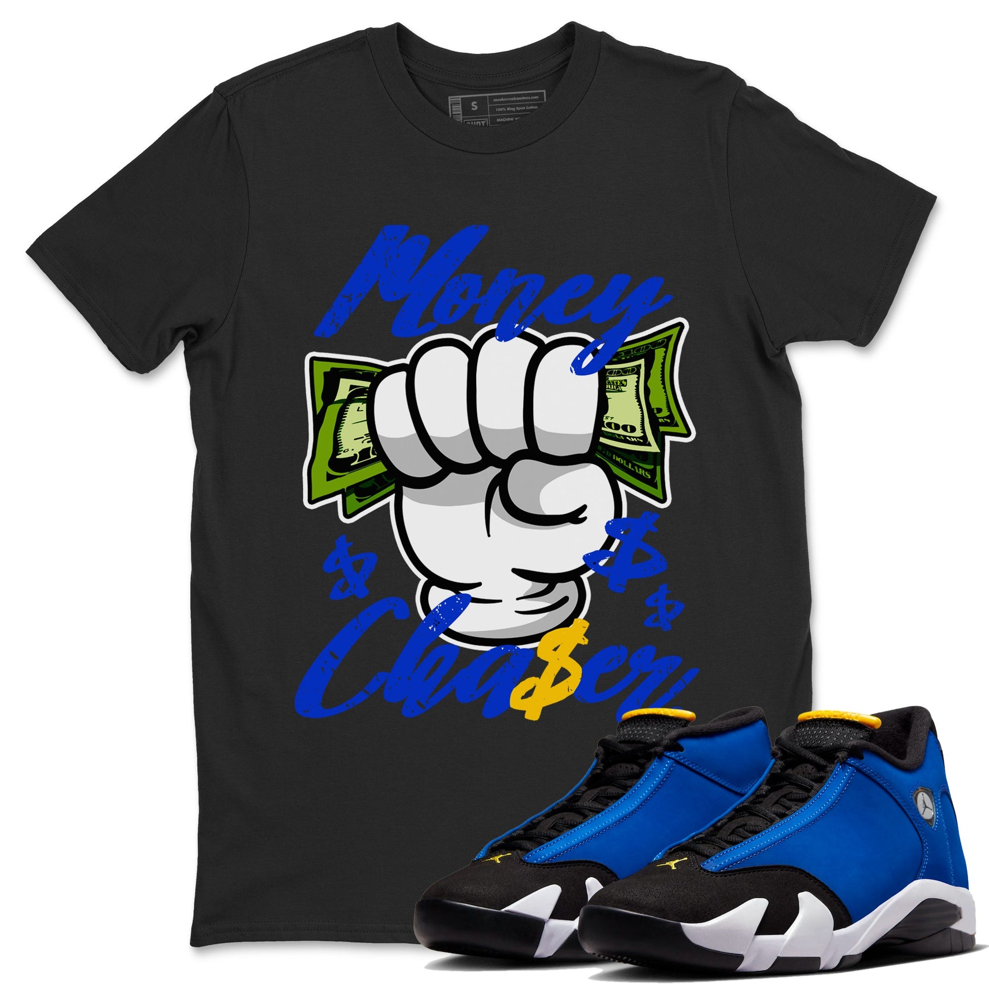 14 Laney Sneaker Match Tees Money Chaser Sneaker Tees Air Jordan 14 Laney Sneaker Release Tees Unisex Shirts Black 1