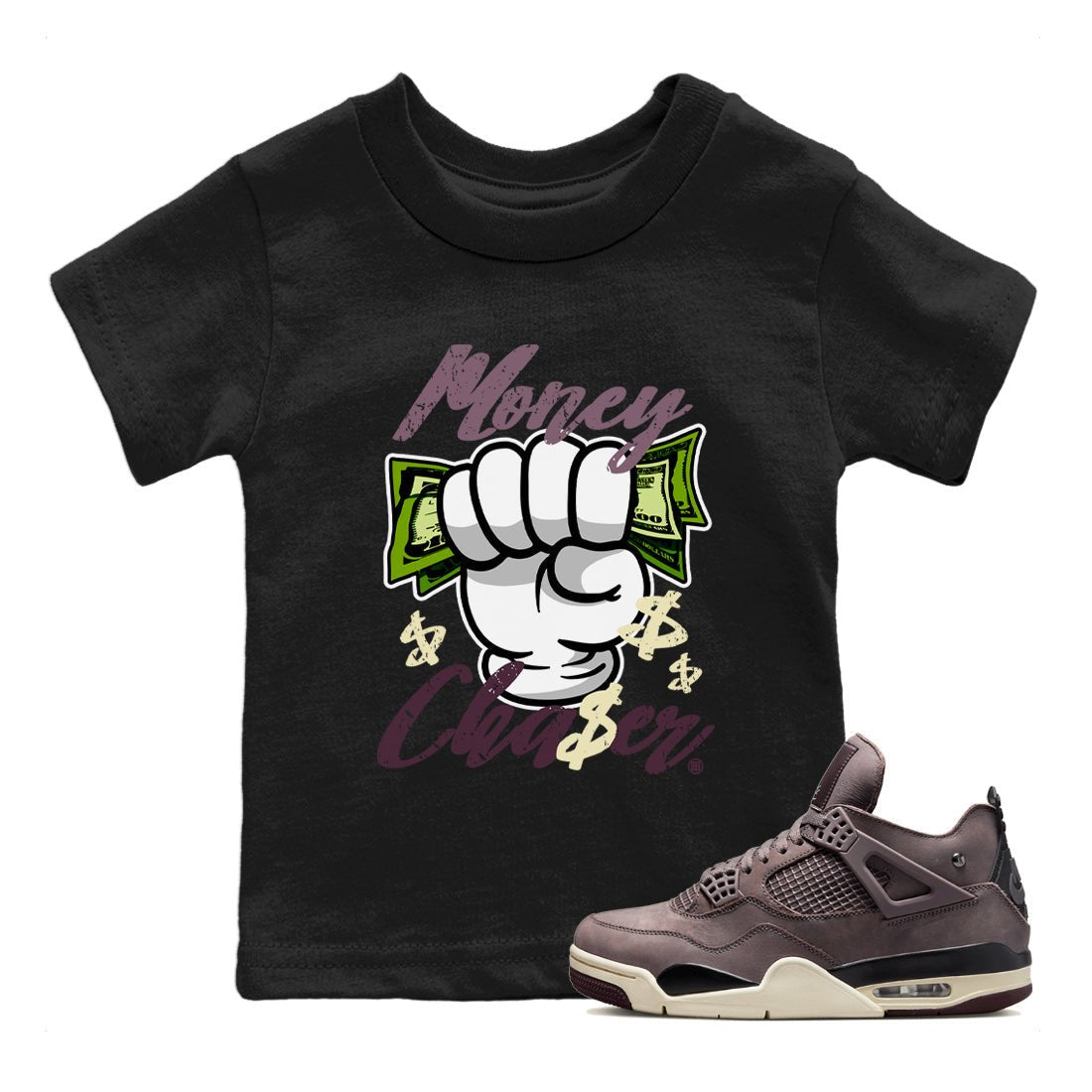 Air Jordan 4 A Ma Maniere Sneaker Match Tees Money Chaser Sneaker Tees Jordan 4 A Ma Maniere Sneaker Release Tees Kids Shirts Black 1