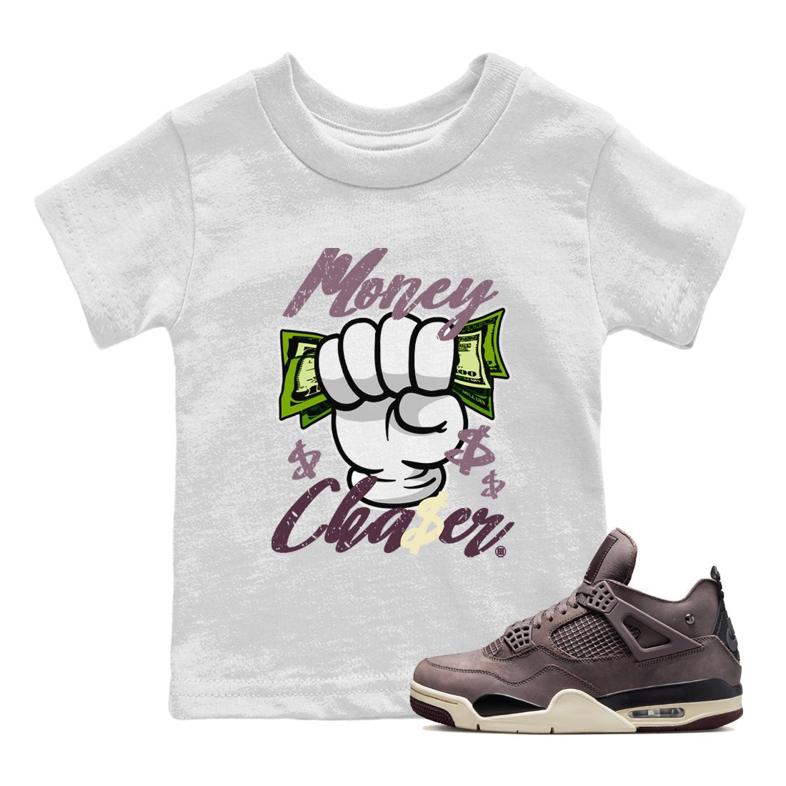 Air Jordan 4 A Ma Maniere Sneaker Match Tees Money Chaser Sneaker Tees Jordan 4 A Ma Maniere Sneaker Release Tees Kids Shirts White 1