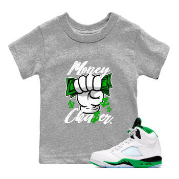 Air Jordan 5 Lucky Green sneaker shirt to match jordans Money Chaser sneaker tees Air Jordan 5 Lucky Green SNRT Sneaker Release Tees Baby Toddler Heather Grey 1 T-Shirt