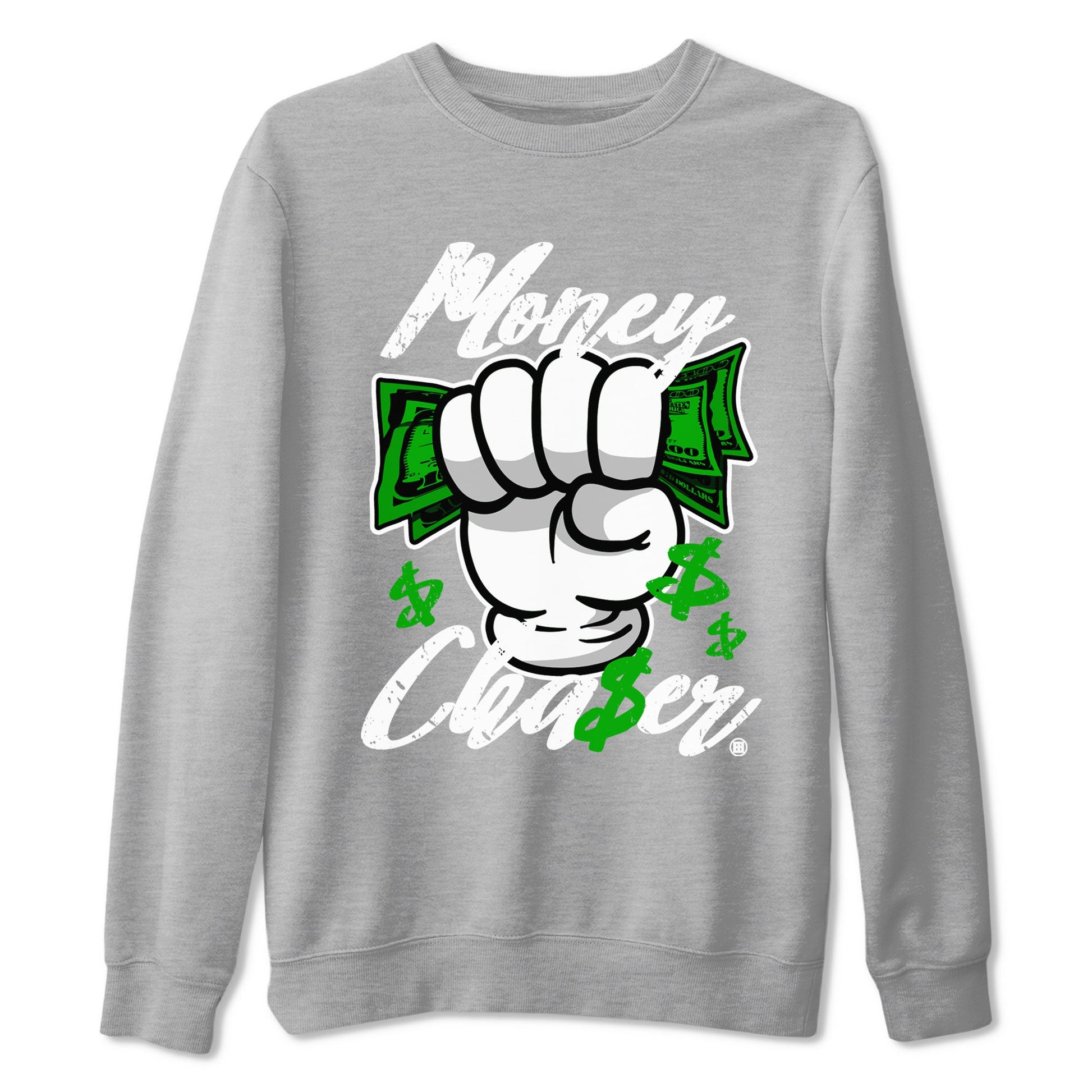 Air Jordan 5 Lucky Green sneaker shirt to match jordans Money Chaser sneaker tees AJ5 Lucky Green SNRT Sneaker Tees Crew Neck Unisex Cotton Sneaker T-Shirt Heather Grey 2 T-Shirt