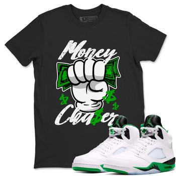 Air Jordan 5 Lucky Green sneaker shirt to match jordans Money Chaser sneaker tees AJ5 Lucky Green SNRT Sneaker Tees Crew Neck Unisex Cotton Sneaker T-Shirt Black 1 T-Shirt