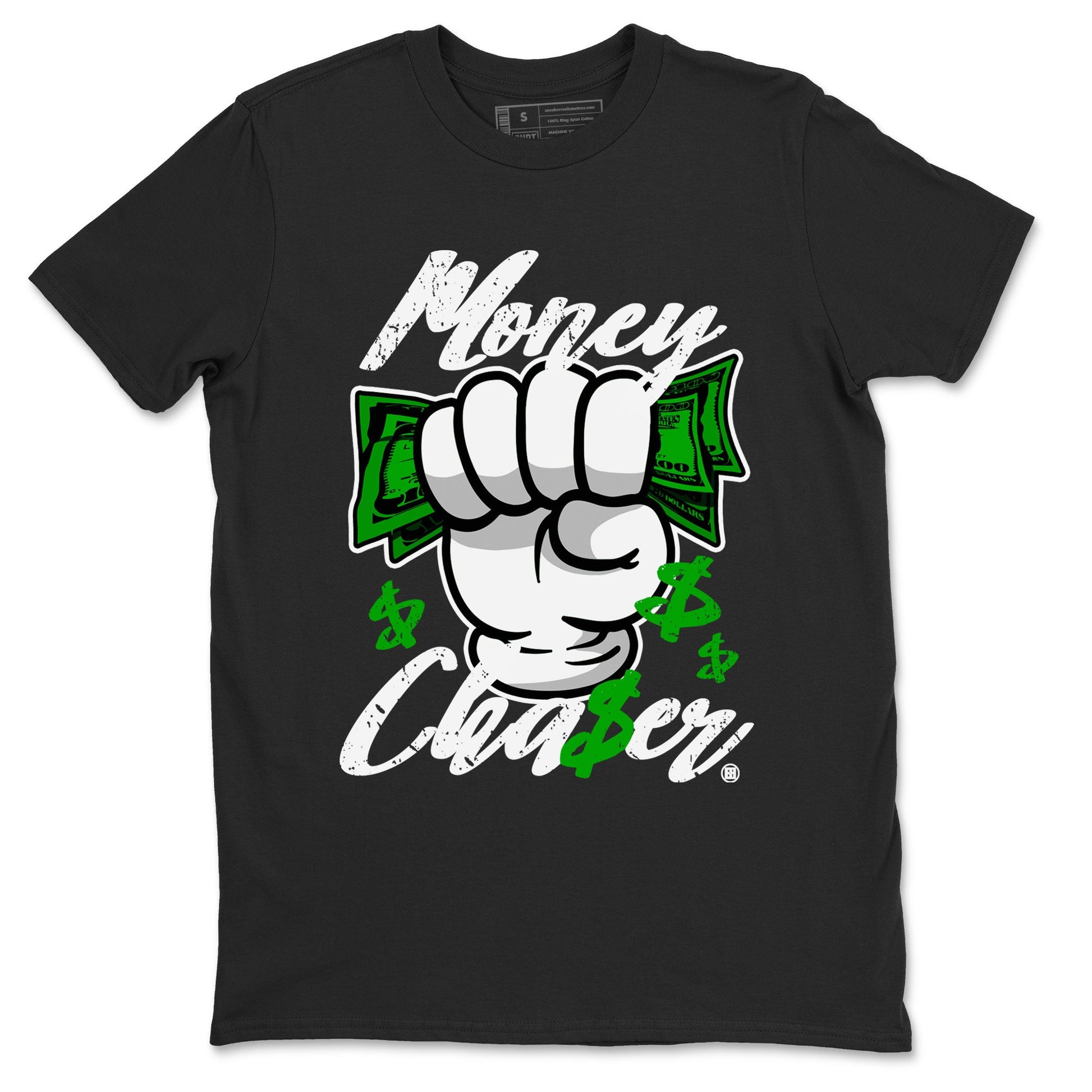 Air Jordan 5 Lucky Green sneaker shirt to match jordans Money Chaser sneaker tees AJ5 Lucky Green SNRT Sneaker Tees Crew Neck Unisex Cotton Sneaker T-Shirt Black 2 T-Shirt