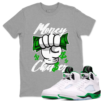 Air Jordan 5 Lucky Green sneaker shirt to match jordans Money Chaser sneaker tees AJ5 Lucky Green SNRT Sneaker Tees Crew Neck Unisex Cotton Sneaker T-Shirt Heather Grey 1 T-Shirt