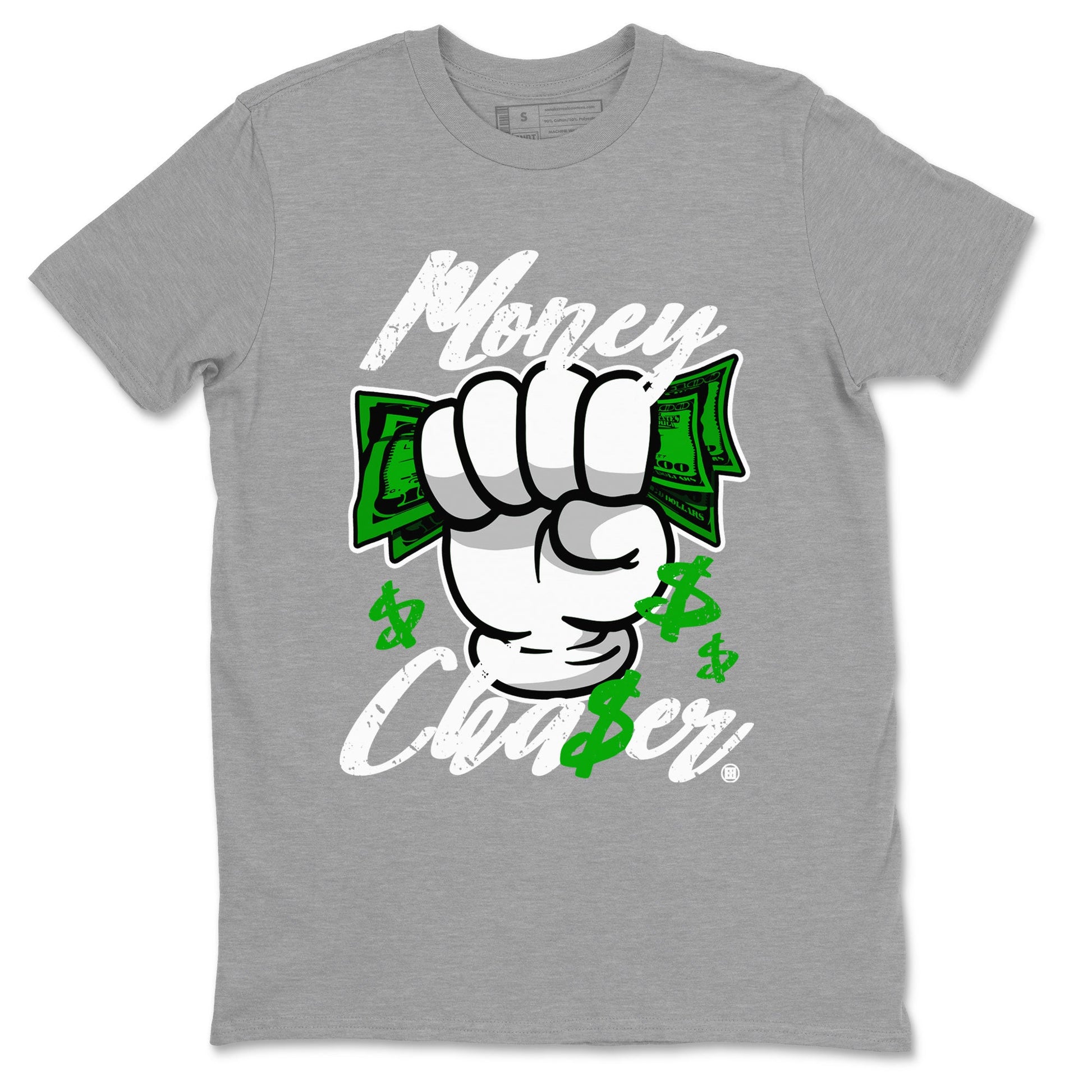Air Jordan 5 Lucky Green sneaker shirt to match jordans Money Chaser sneaker tees AJ5 Lucky Green SNRT Sneaker Tees Crew Neck Unisex Cotton Sneaker T-Shirt Heather Grey 2 T-Shirt