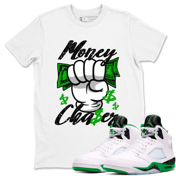 Air Jordan 5 Lucky Green sneaker shirt to match jordans Money Chaser sneaker tees AJ5 Lucky Green SNRT Sneaker Tees Crew Neck Unisex Cotton Sneaker T-Shirt White 1 T-Shirt