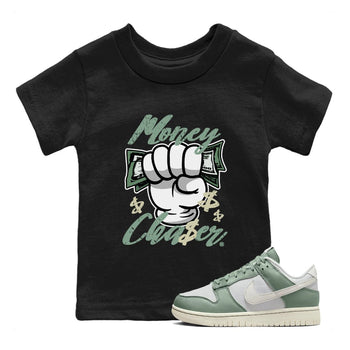 Dunk Low Mica Green Sneaker Match Tees Money Chaser Sneaker Tees Dunk Mica Green Sneaker Release Tees Kids Shirts Black 1