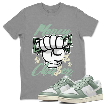 Dunk Low Mica Green Sneaker Match Tees Money Chaser Sneaker Tees Dunk Mica Green Sneaker Release Tees Unisex Shirts Heather Grey 1