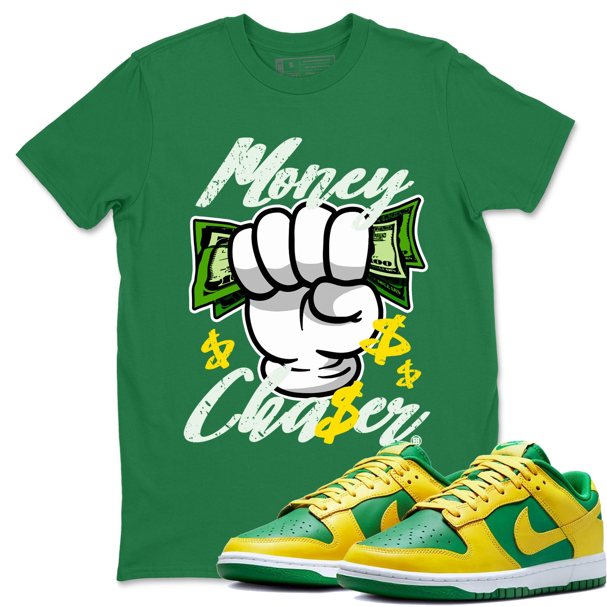 Dunk Reverse Brazil Sneaker Match Tees Money Chaser Sneaker Tees Dunk Low Reverse Brazil Sneaker Release Tees Unisex Shirts Kelly Green 1