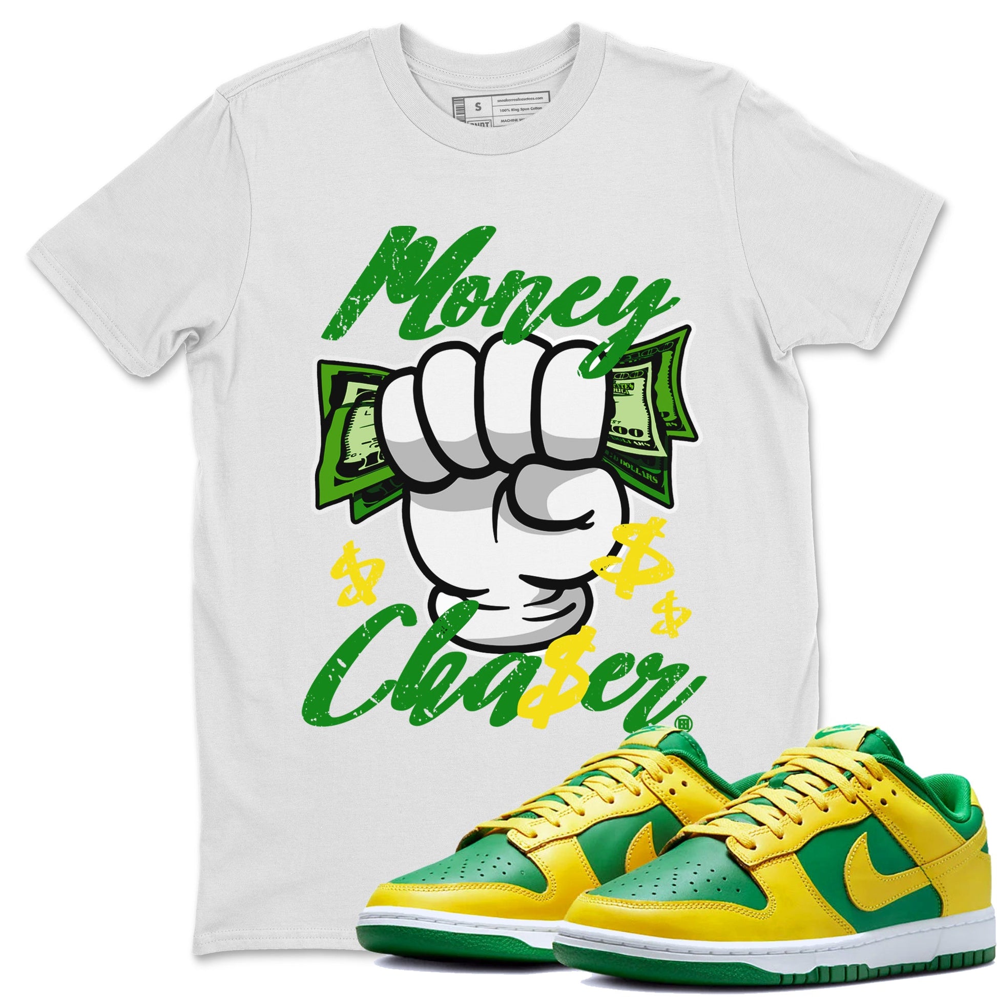 Dunk Reverse Brazil Sneaker Match Tees Money Chaser Sneaker Tees Dunk Low Reverse Brazil Sneaker Release Tees Unisex Shirts White 1