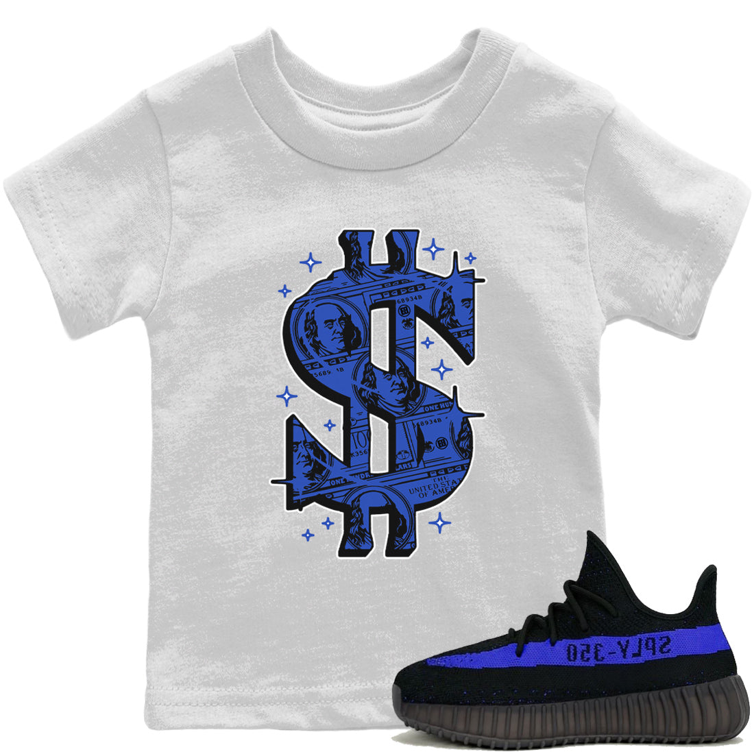 Yeezy 350 Dazzling Blue Sneaker Match Tees Money Dollar Sneaker Tees Yeezy 350 Dazzling Blue Sneaker Release Tees Kids Shirts