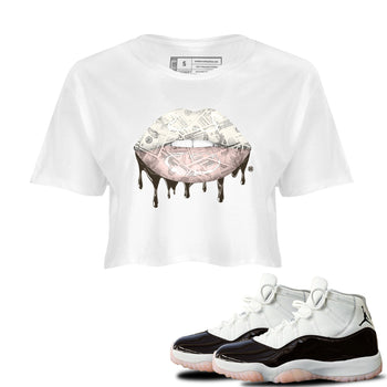 Jordan 11 WMNS Neapolitan sneaker shirt to match jordans Money Lips sneaker tees Air Jordan 11 Neapolitan SNRT Sneaker Release Tees White 1 Crop T-Shirt