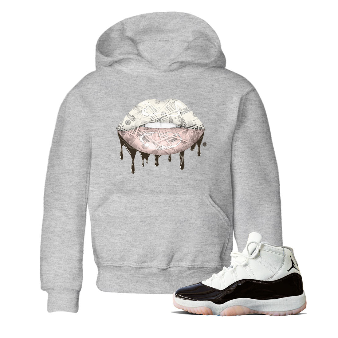 Jordan 11 WMNS Neapolitan sneaker shirt to match jordans Money Lips sneaker tees Air Jordan 11 Neapolitan SNRT Sneaker Tees Youth Kid's Baby Shirt Heather Grey 1 T-Shirt