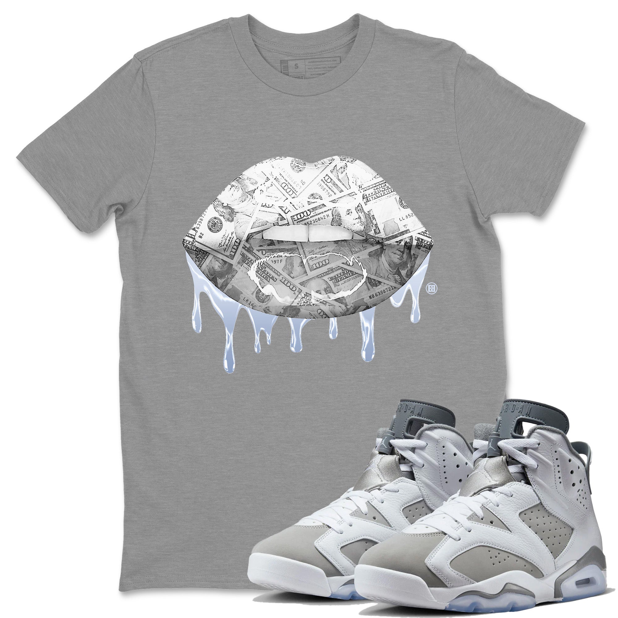 Jordan 6 Cool Grey Sneaker Match Tees Money Lips Sneaker Tees Jordan 6 Cool Grey Sneaker Release Tees Unisex Shirts