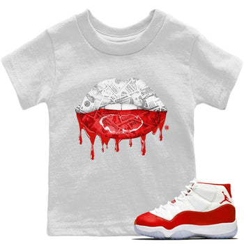 Jordan 11 Cherry Sneaker Match Tees Money Lips Sneaker Tees Jordan 11 Cherry Sneaker Release Tees Kids Shirts