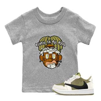 Air Jordan 1 Travis Scott Golf shirt to match jordans Money On My Mind sneaker tees AJ1 Travis Scott Golf SNRT Sneaker Release Tees Baby Toddler Heather Grey 1 T-Shirt