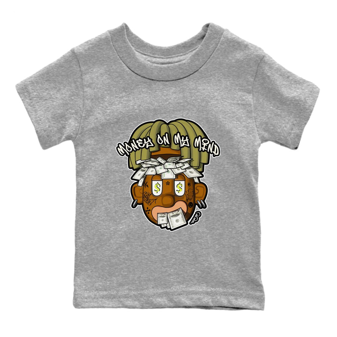 Air Jordan 1 Travis Scott Golf shirt to match jordans Money On My Mind sneaker tees AJ1 Travis Scott Golf SNRT Sneaker Release Tees Baby Toddler Heather Grey 2 T-Shirt