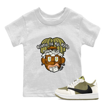Air Jordan 1 Travis Scott Golf shirt to match jordans Money On My Mind sneaker tees AJ1 Travis Scott Golf SNRT Sneaker Release Tees Baby Toddler White 1 T-Shirt
