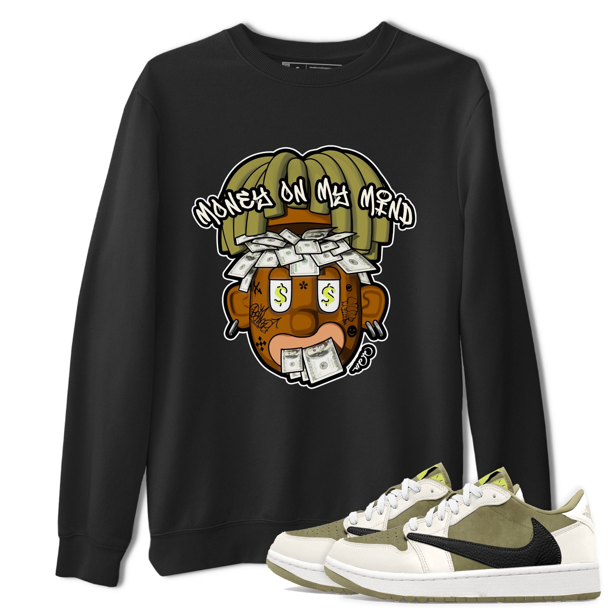 Air Jordan 1 Travis Scott Golf shirt to match jordans Money On My Mind sneaker tees AJ1 Travis Scott Golf SNRT Sneaker Release Tees Unisex Black 1 T-Shirt