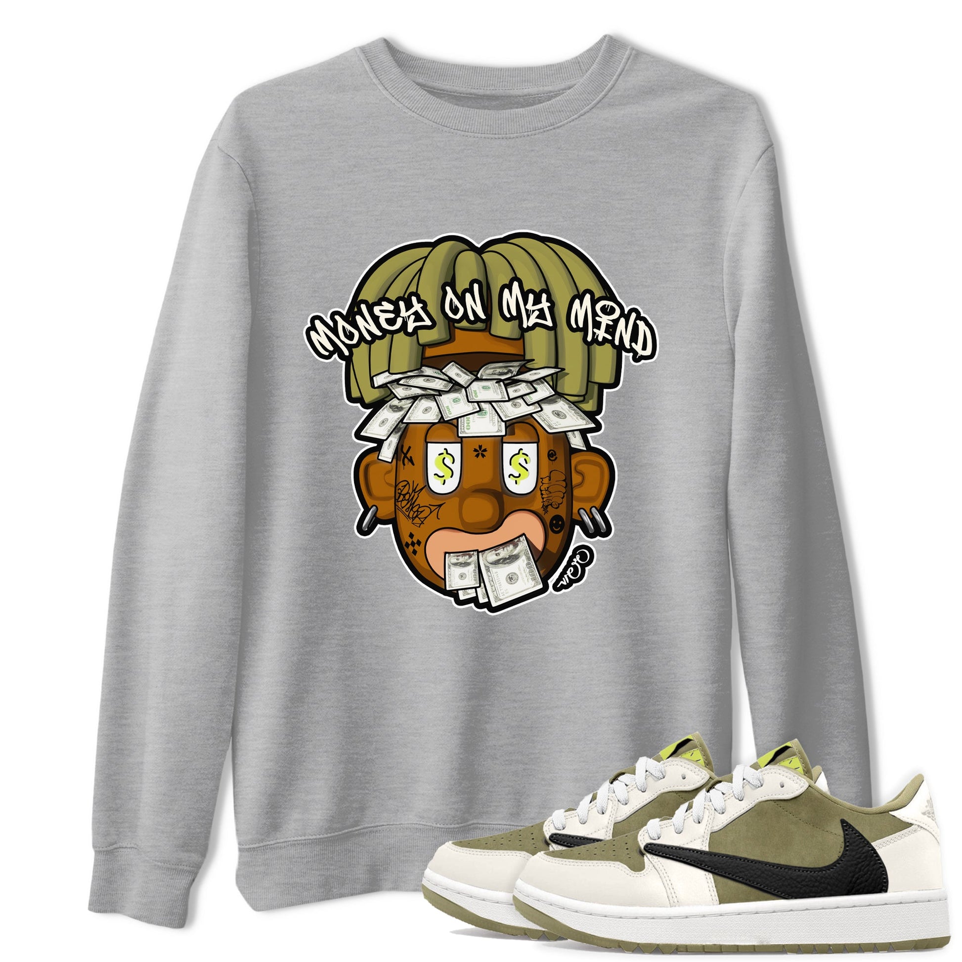 Air Jordan 1 Travis Scott Golf shirt to match jordans Money On My Mind sneaker tees AJ1 Travis Scott Golf SNRT Sneaker Release Tees Unisex Heather Grey 1 T-Shirt