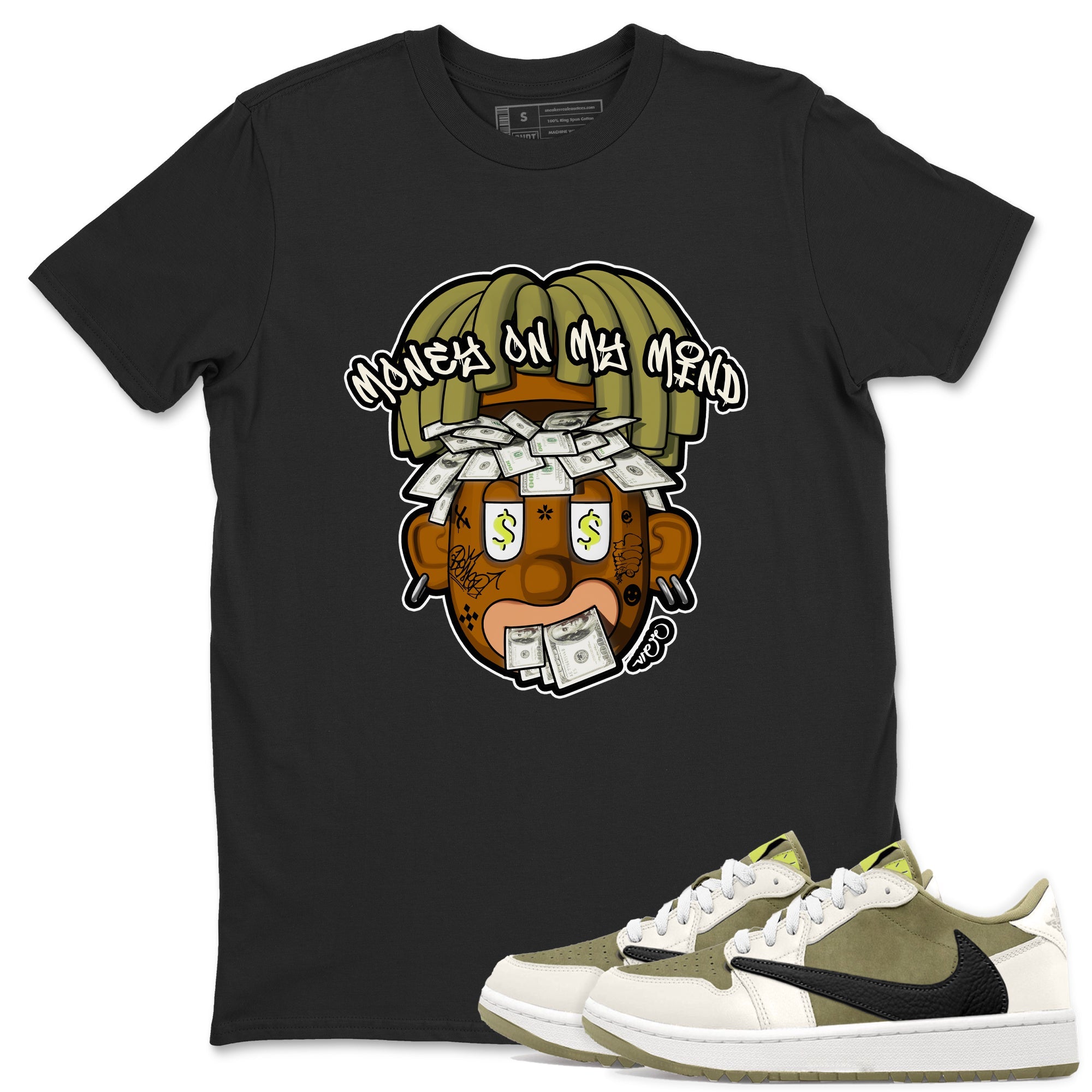 Air Jordan 1 Travis Scott Golf shirt to match jordans Money On My Mind sneaker tees AJ1 Travis Scott Golf SNRT Sneaker Release Tees Unisex Black 1 T-Shirt