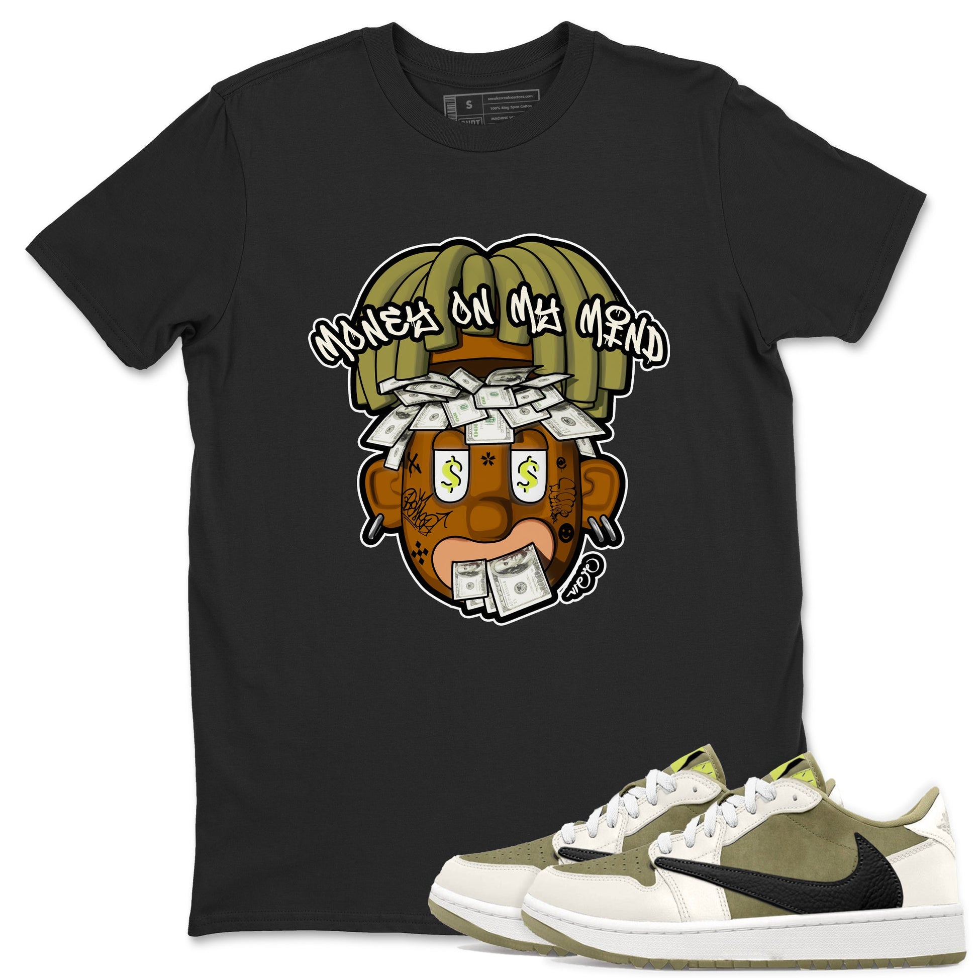Air Jordan 1 Travis Scott Golf shirt to match jordans Money On My Mind sneaker tees AJ1 Travis Scott Golf SNRT Sneaker Release Tees Unisex Black 1 T-Shirt
