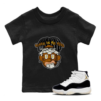 Air Jordan 11 Gratitude shirt to match jordans Money On My Mind sneaker tees AJ11 Gratitude SNRT Sneaker Release Tees Baby Toddler Black 1 T-Shirt