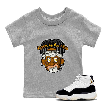 Air Jordan 11 Gratitude shirt to match jordans Money On My Mind sneaker tees AJ11 Gratitude SNRT Sneaker Release Tees Baby Toddler Heather Grey 1 T-Shirt