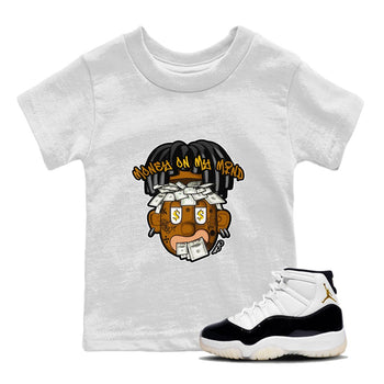 Air Jordan 11 Gratitude shirt to match jordans Money On My Mind sneaker tees AJ11 Gratitude SNRT Sneaker Release Tees Baby Toddler White 1 T-Shirt
