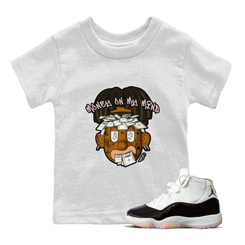 Air Jordan 11 Neapolitan shirt to match jordans Money On My Mind sneaker tees AJ11 Neapolitan SNRT Sneaker Release Tees Baby Toddler White 1 T-Shirt