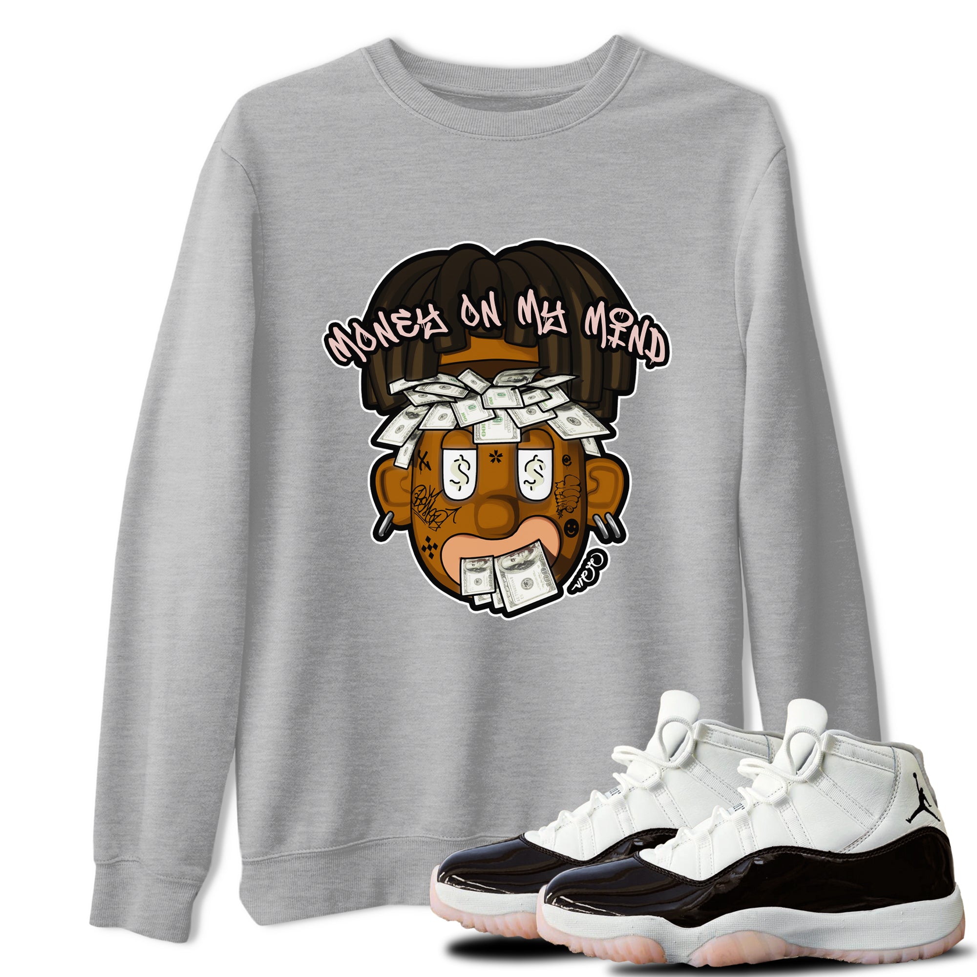 Air Jordan 11 Neapolitan shirt to match jordans Money On My Mind sneaker tees AJ11 Neapolitan SNRT Sneaker Release Tees Unisex Heather Grey 1 T-Shirt