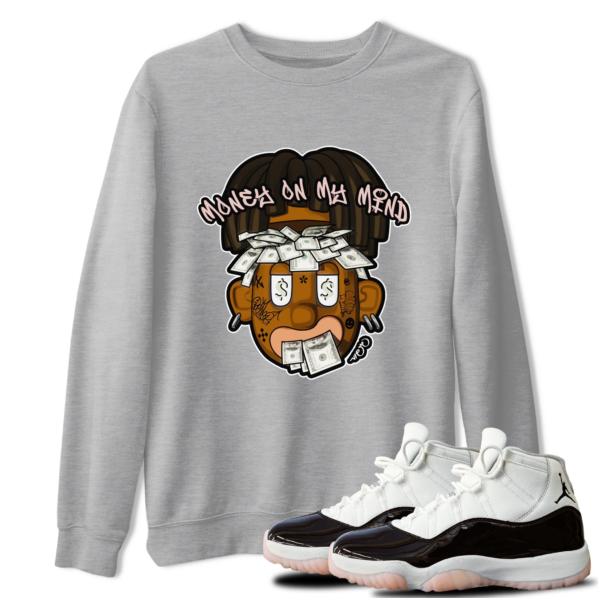 Air Jordan 11 Neapolitan shirt to match jordans Money On My Mind sneaker tees AJ11 Neapolitan SNRT Sneaker Release Tees Unisex Heather Grey 1 T-Shirt
