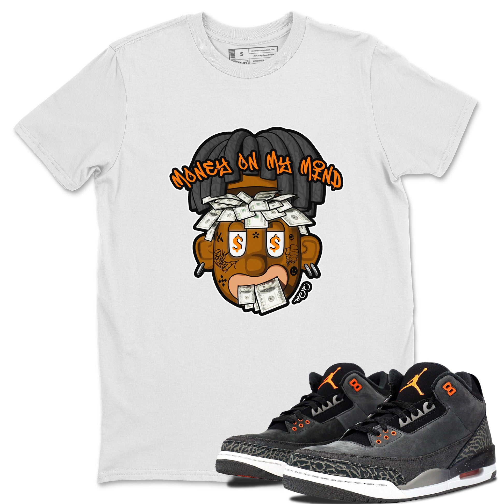 Air Jordan 3 Fear shirt to match jordans Money On My Mind sneaker tees AJ3 Fear SNRT Sneaker Release Tees Unisex White 1 T-Shirt