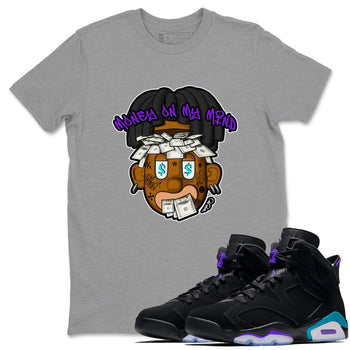 Air Jordan 6 Aqua shirt to match jordans Money On My Mind sneaker tees AJ6 Aqua SNRT Sneaker Release Tees Unisex Heather Grey 1 T-Shirt
