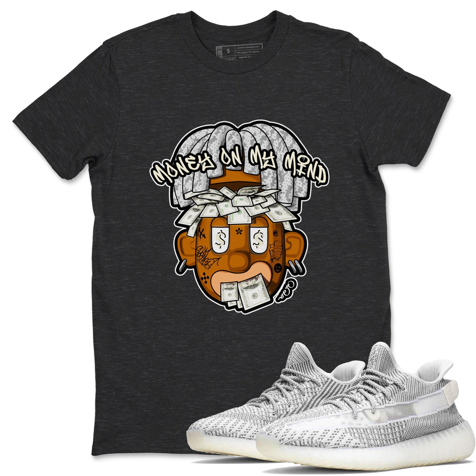 Yeezy 350 Static shirt to match jordans Money On My Mind sneaker tees Adidas Yeezy 350 Static SNRT Sneaker Release Tees Unisex Charcoal Heather 1 T-Shirt