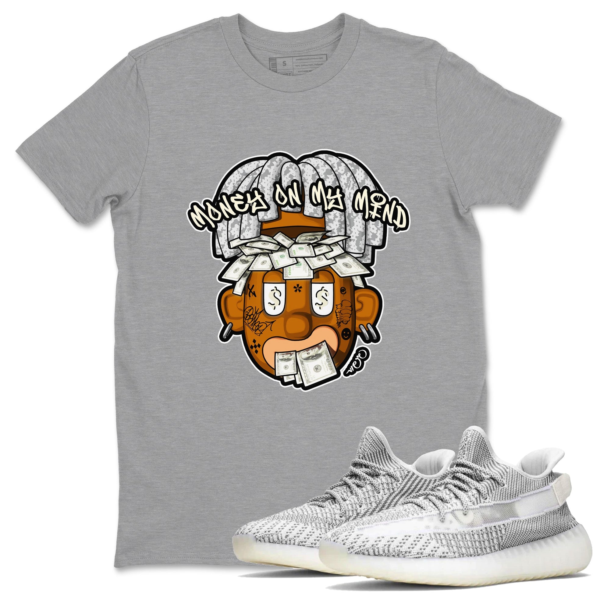 Yeezy 350 Static shirt to match jordans Money On My Mind sneaker tees Adidas Yeezy 350 Static SNRT Sneaker Release Tees Unisex Heather Grey 1 T-Shirt