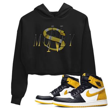 1s Yellow Ochre shirt to match jordans Money Snake sneaker tees Air Jordan 1 Yellow Ochre SNRT Sneaker Release Tees Black 1 crop length shirt