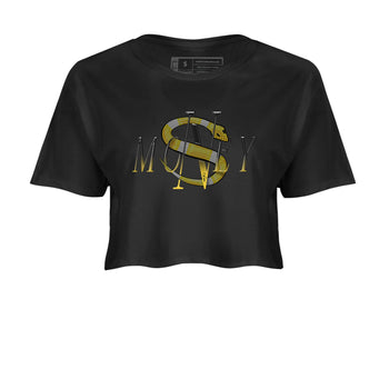 1s Yellow Ochre shirt to match jordans Money Snake sneaker tees Air Jordan 1 Yellow Ochre SNRT Sneaker Release Tees Black 2 crop length shirt