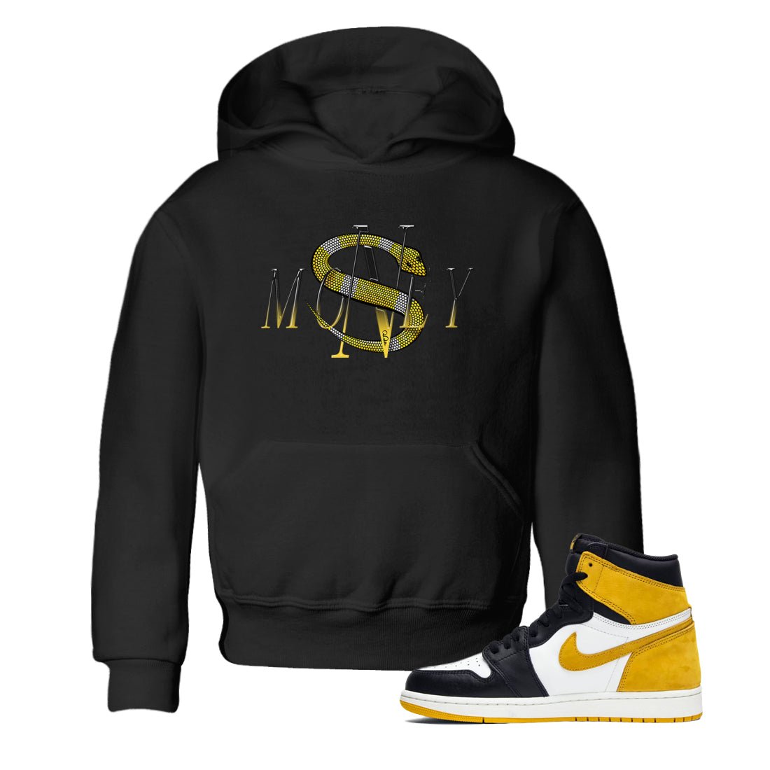 1s Yellow Ochre shirt to match jordans Money Snake sneaker tees Air Jordan 1 Yellow Ochre SNRT sneaker release tees baby toddler Black 1 cotton Shirt