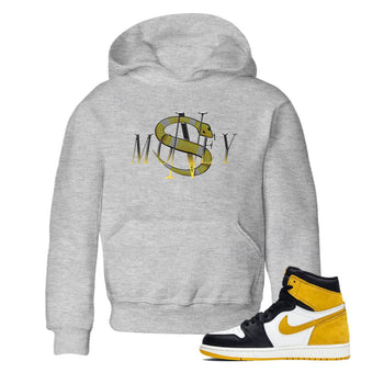 1s Yellow Ochre shirt to match jordans Money Snake sneaker tees Air Jordan 1 Yellow Ochre SNRT sneaker release tees baby toddler Heather Grey 1 cotton Shirt