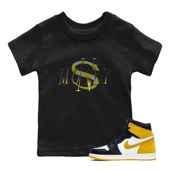 1s Yellow Ochre shirt to match jordans Money Snake sneaker tees Air Jordan 1 Yellow Ochre SNRT sneaker release tees baby toddler Black 1 cotton Shirt