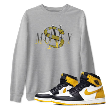 1s Yellow Ochre shirt to match jordans Money Snake sneaker tees Air Jordan 1 Yellow Ochre SNRT Sneaker Release Tees unisex cotton Heather Grey 1 crew neck shirt
