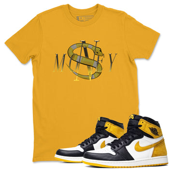 1s Yellow Ochre shirt to match jordans Money Snake sneaker tees Air Jordan 1 Yellow Ochre SNRT Sneaker Release Tees unisex cotton Gold 1 crew neck shirt