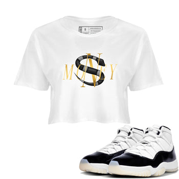 Air Jordan 11 Gratitude shirt to match jordans Money Snake sneaker tees AJ11 Gratitude SNRT Sneaker Release Tees White 1 Crop T-Shirt